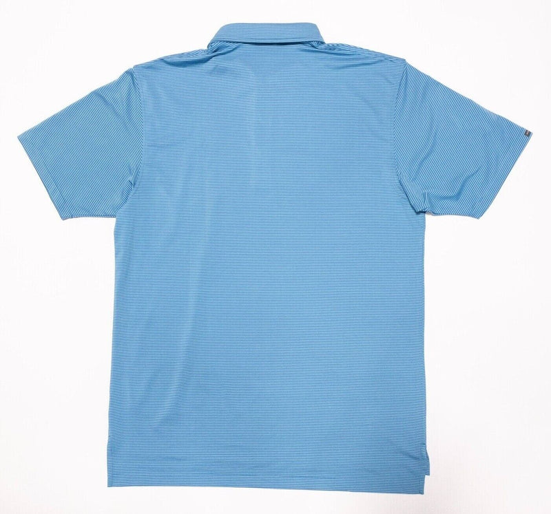 Dunning Golf Polo Large Men's Mammoth Dunes Blue Striped Wicking Stretch