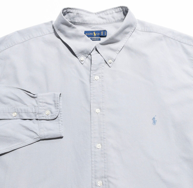 Polo Ralph Lauren 3XB Classic Fit Men's Shirt Button-Down Solid Light Gray