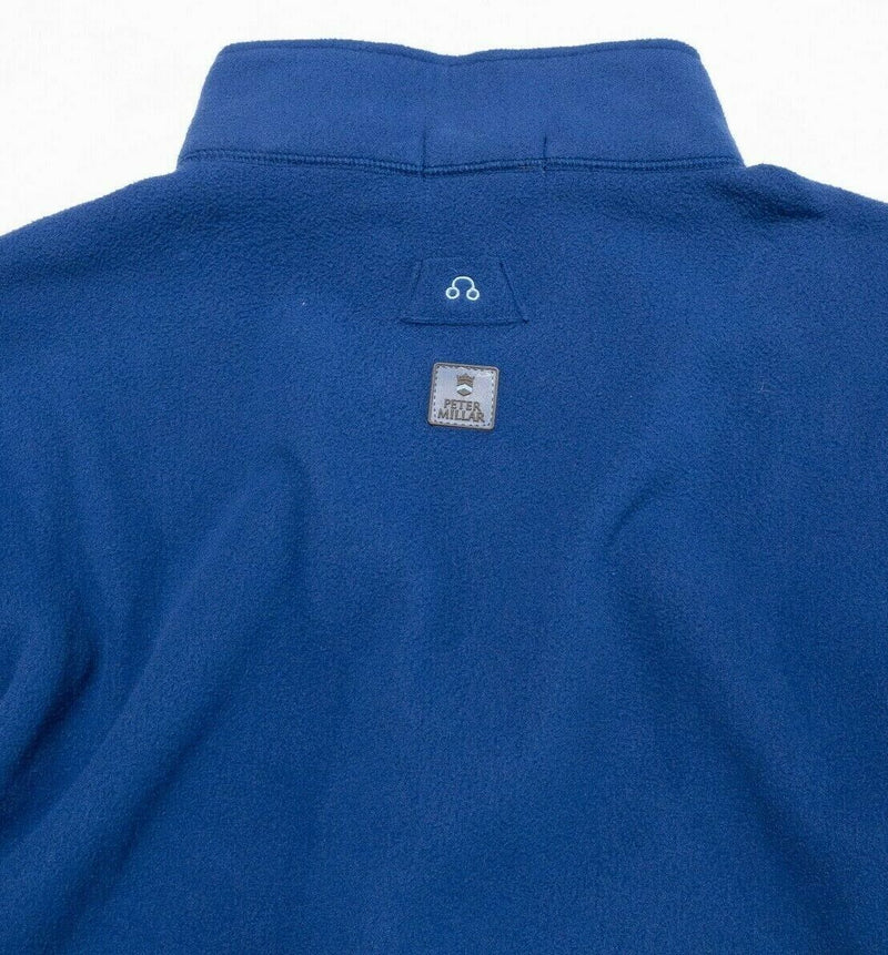 Peter Millar Crown Sport Jacket Men's Large Fleece 1/4 Zip Solid Blue Golf