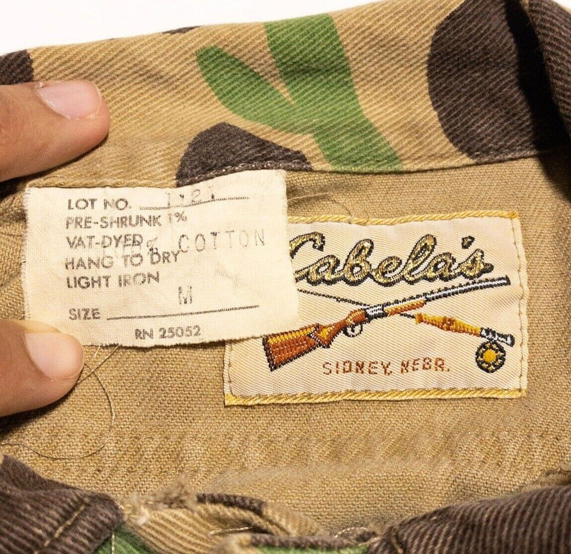 Cabela's Duck Camo Shirt Jacket Men's Medium Vintage 80s Chore Hunting Pockets