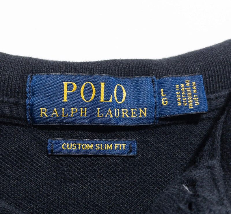 Polo Ralph Lauren Big Pony Shirt Men's Large Slim Black Embroidered Crest Logo