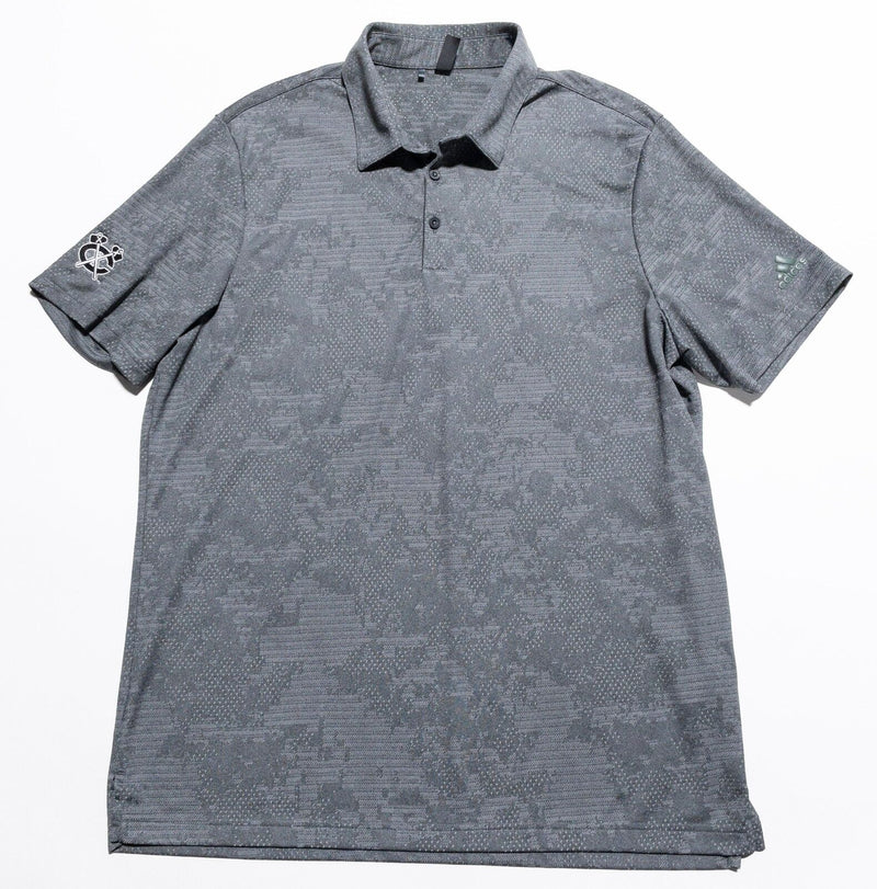 adidas Camo Polo Shirt Mens XL Golf Wicking Stretch Gray Camouflage Short Sleeve
