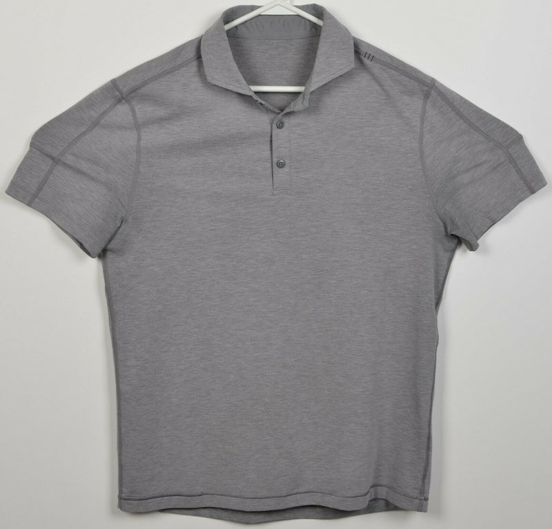 Lululemon Men's Large? Heather Gray Athleisure Spread Collar Wicking Polo Shirt