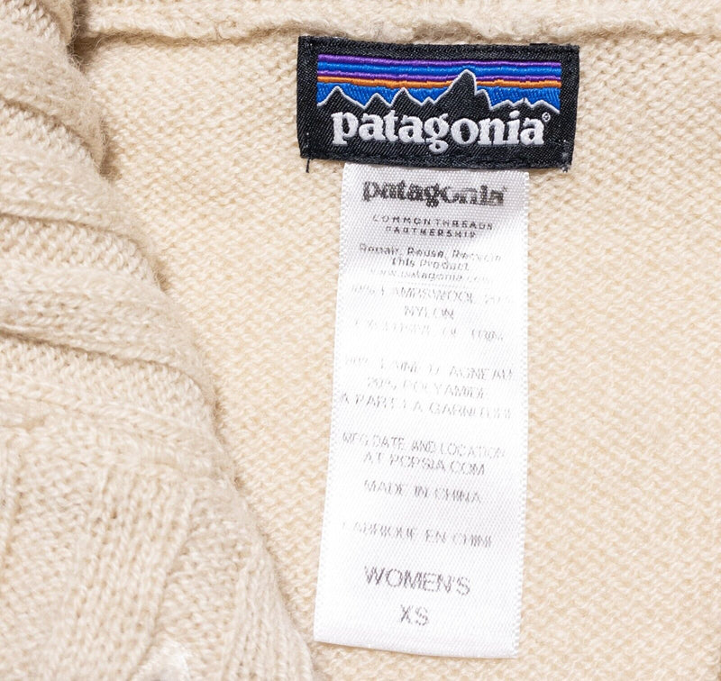 Patagonia Lambswool Sweater Coat Women's XS Pale Khaki Long Sleeve Button 50530