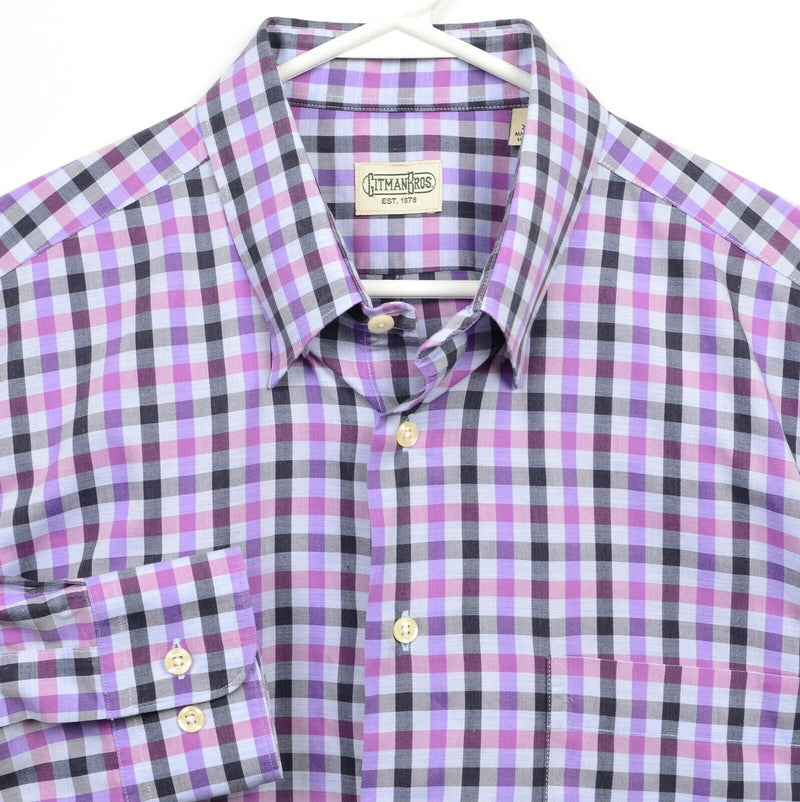 Gitman Bros. Men's XL Purple Check USA Vintage Button-Down Shirt