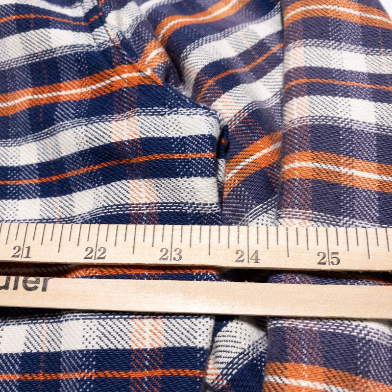 Carbon 2 Cobalt Shirt Men's Large Long Sleeve Button-Up Blue Orange Plaid Check