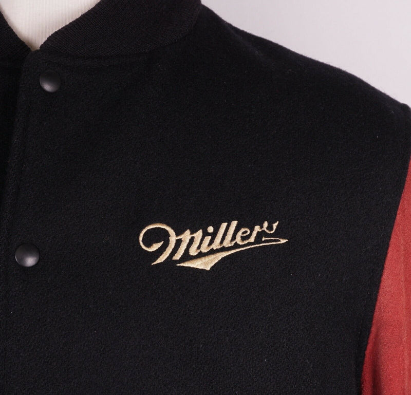 Vintage 80s Miller High Life Men's Large Wool Suede Girl in Moon Varsity Jacket