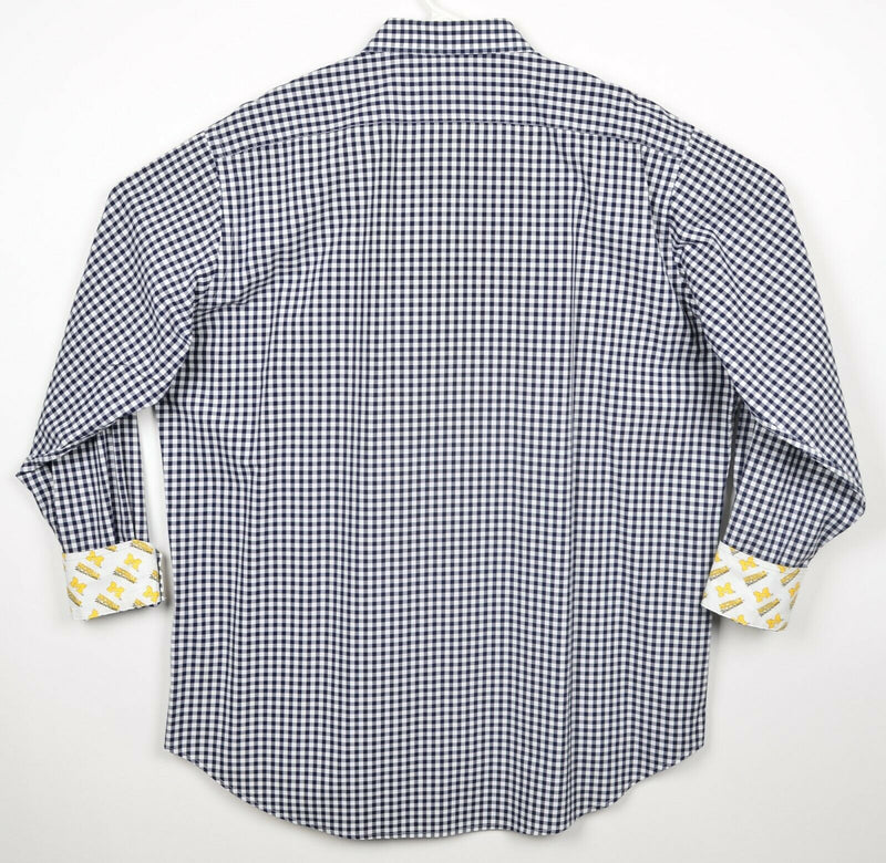 Michigan Wolverines Men's 2XL Thomas Dean Flip Cuff Gingham Check Button Shirt