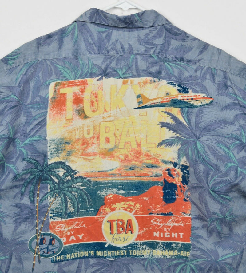 Tommy Bahama Men's XL 100% Silk Tokyo to Bali Travel Floral Hawaiian Aloha Shirt