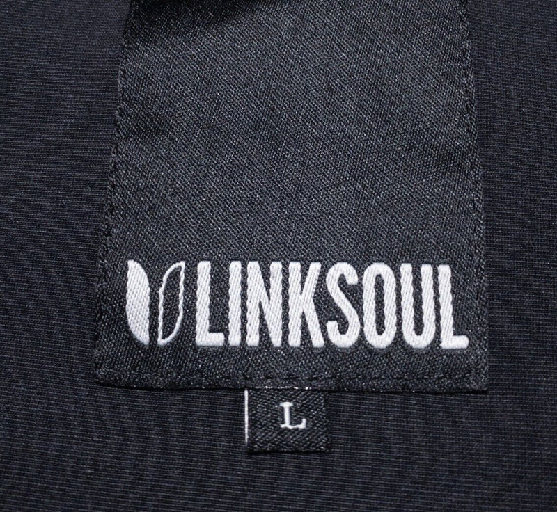 Linksoul Jacket Men's Large Full Zip Golf Wicking Stretch Black Windbreaker