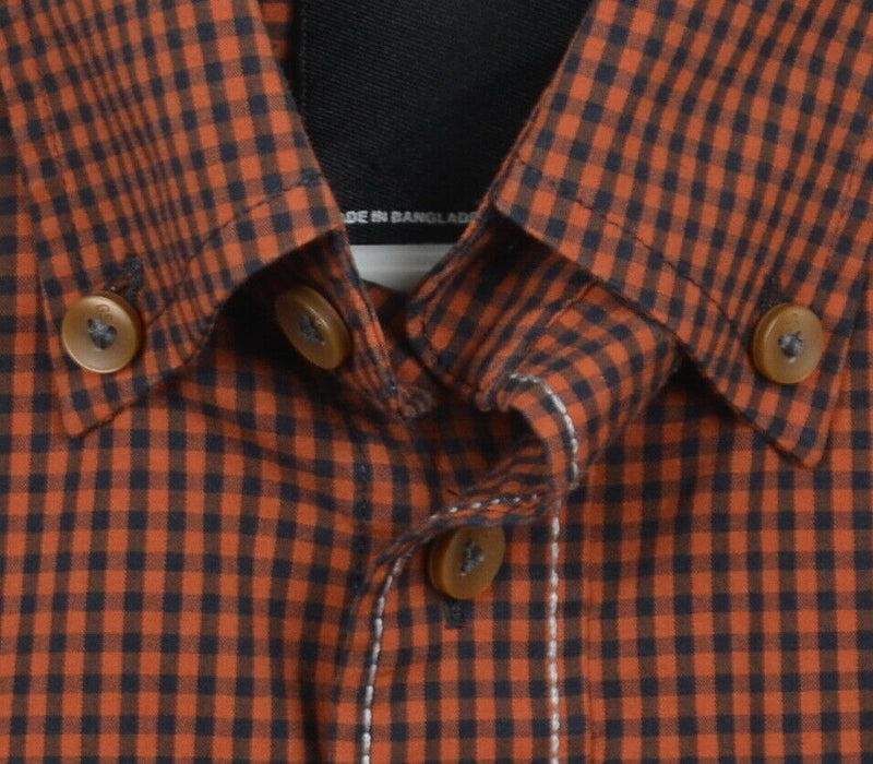 G-Star Raw Correctline Men's Small Orange Black Check Designer Button-Down Shirt