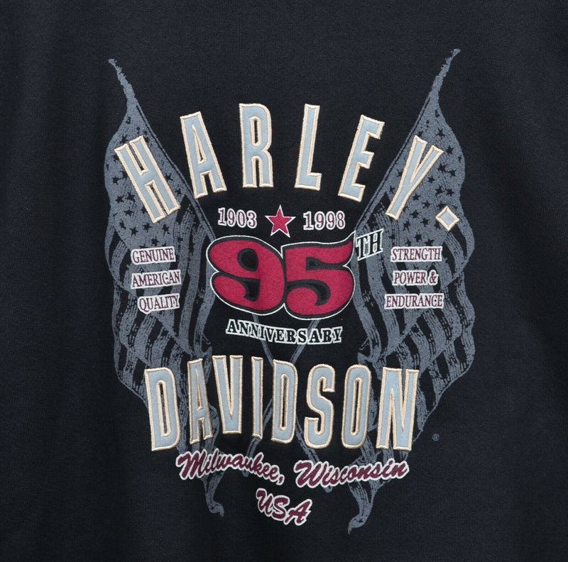Vintage 90s Harley-Davidson Men's XL 95th Anniversary Black Crewneck Sweatshirt