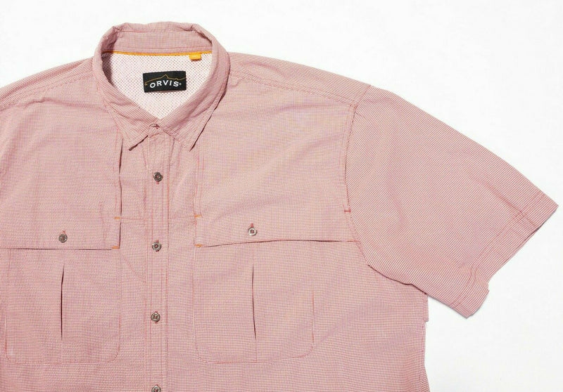 Orvis Fishing Shirt 2XL Men's Open Air Caster Short Sleeve Red/Pink Check Vented