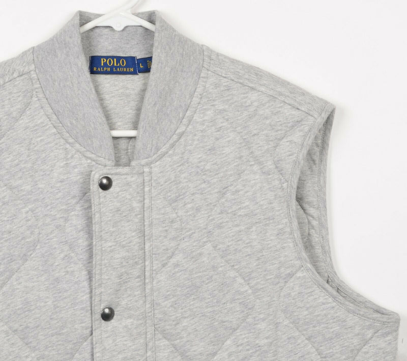 Polo Ralph Lauren Men's Large Quilted Heather Gray Zip Snap Vest