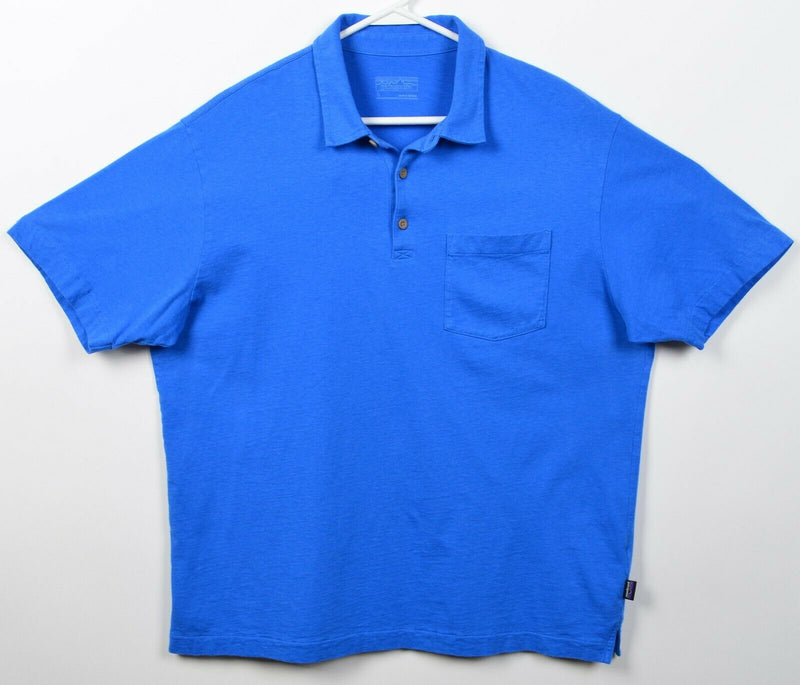 Patagonia Men's Large Solid Blue Organic Cotton Lightweight Pocket Polo Shirt