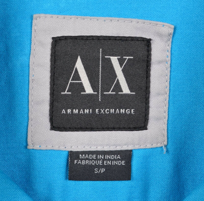 Armani Exchange A|X Men's Small Blue Pleated Military Button-Front Shirt