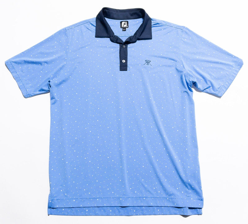 FootJoy Polka Dot Golf Shirt Men's XL Blue Wicking Performance Polo Lisle