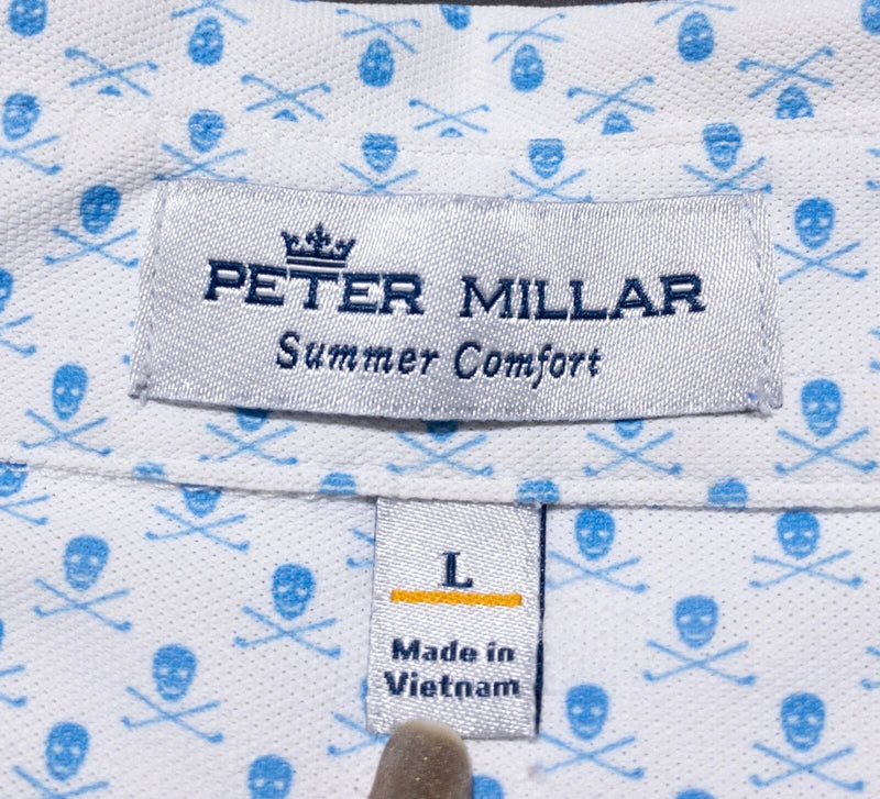 Peter Millar Summer Comfort Skull Polo Large Men's Shirt Crossbones Golf Wicking