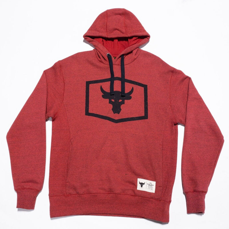 Under Armour Project Rock Hoodie Men's Small Pullover Sweatshirt Red Gym Fitness