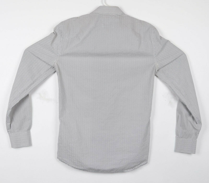 Armani Exchange Men's XS Slim Fit Ruffle Zig-Zag Geometric Black White Shirt