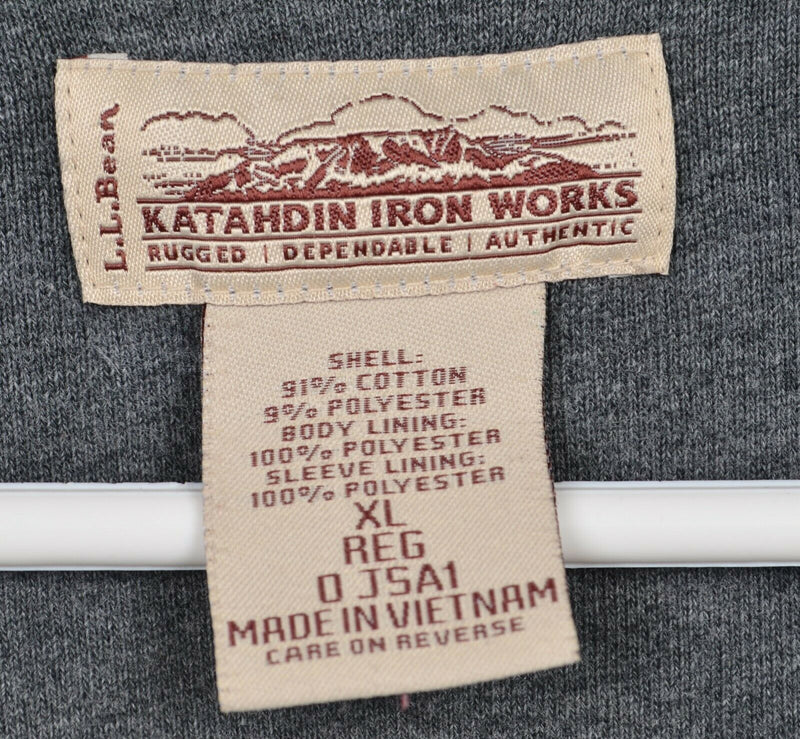 Katahdin Iron Works Men's XL LL Bean Sherpa Lined Gray Full Zip Sweatshirt