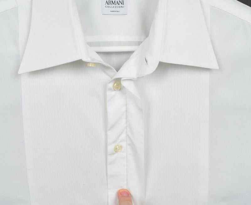 Armani Collezioni Men's Sz 17 French Cuff Ruffle White Italy Formal Tuxedo Shirt