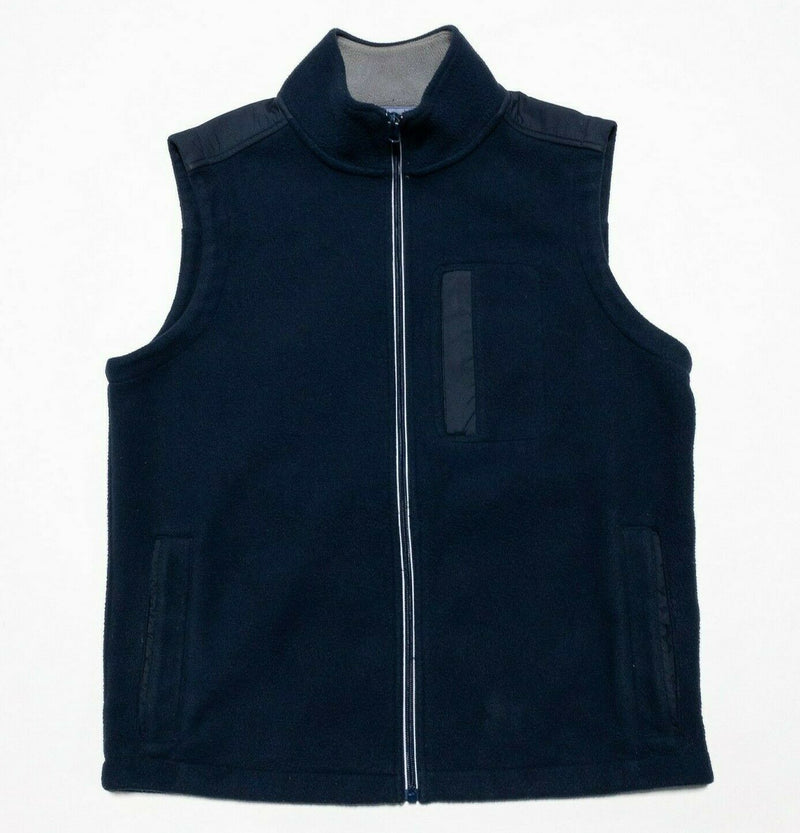 Brooks Brothers Men's Small Navy Blue Full Zip Fleece Vest Pockets Classic