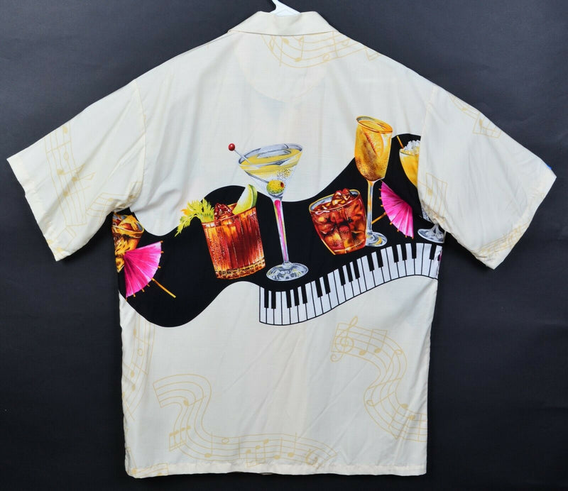Tori Richard Men's XL Drinks Pattern Martini Piano Rayon Hawaiian Aloha Shirt