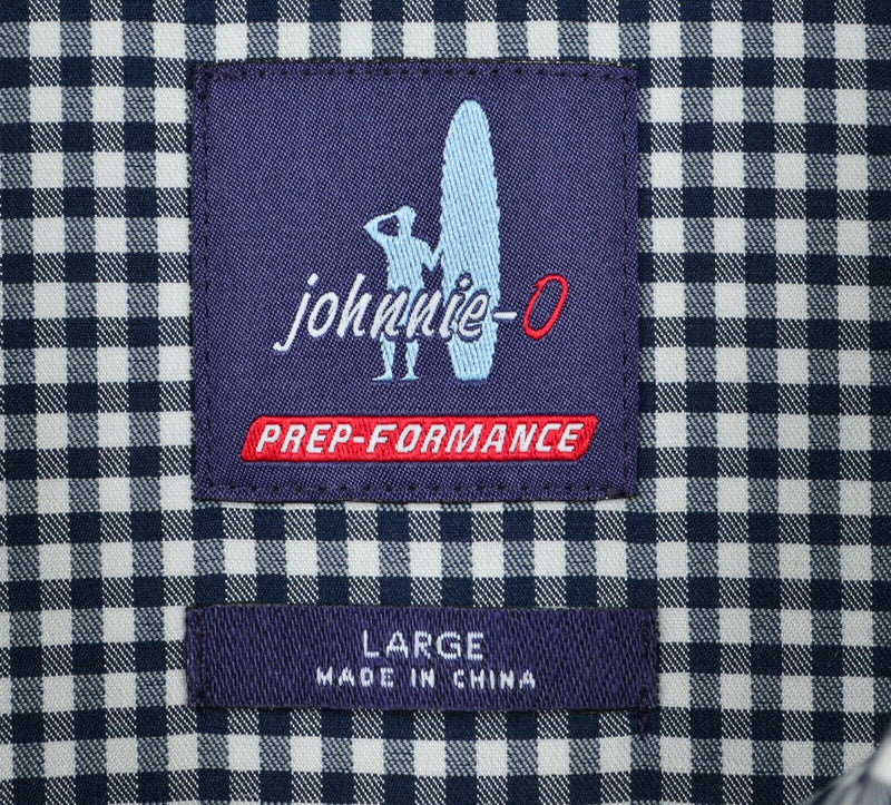 Johnnie-O Prep-Formance Men's Large Navy Blue Shepherd Check Button-Down Shirt