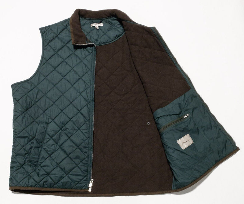 Peter Millar Vest Men's XL Quilted Full Zip Fleece Lined Green Crown Sport