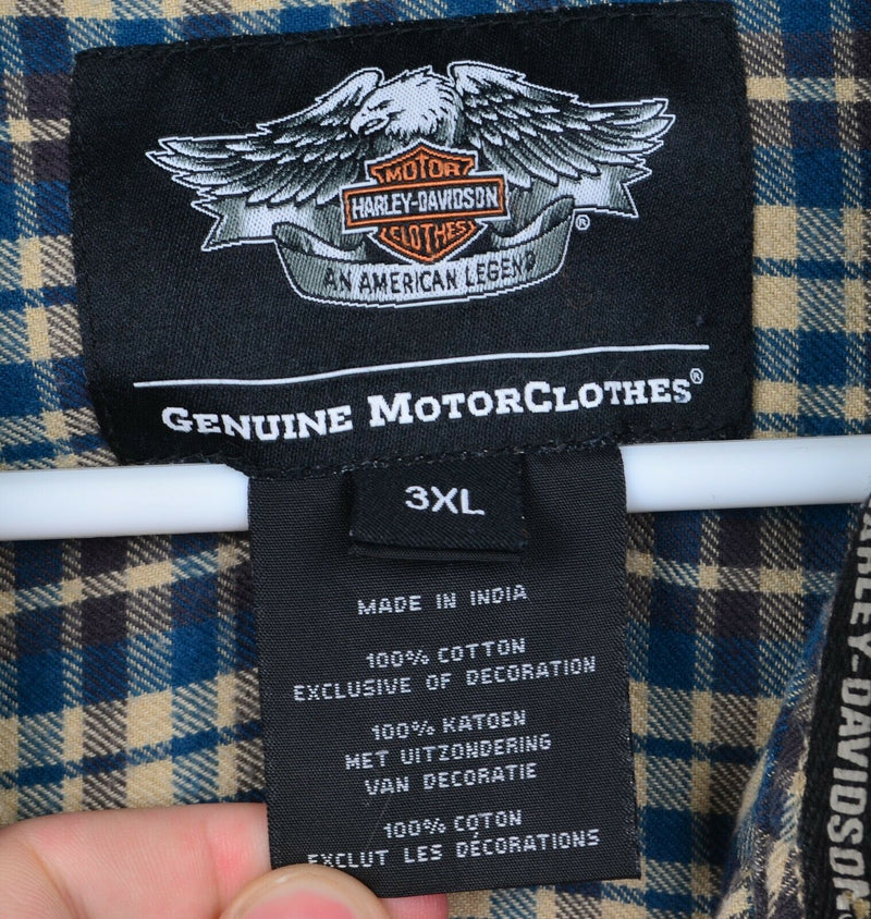 Harley-Davidson Men's 3XL Skull Garage Mechanic Motorcycle Plaid Flannel Shirt