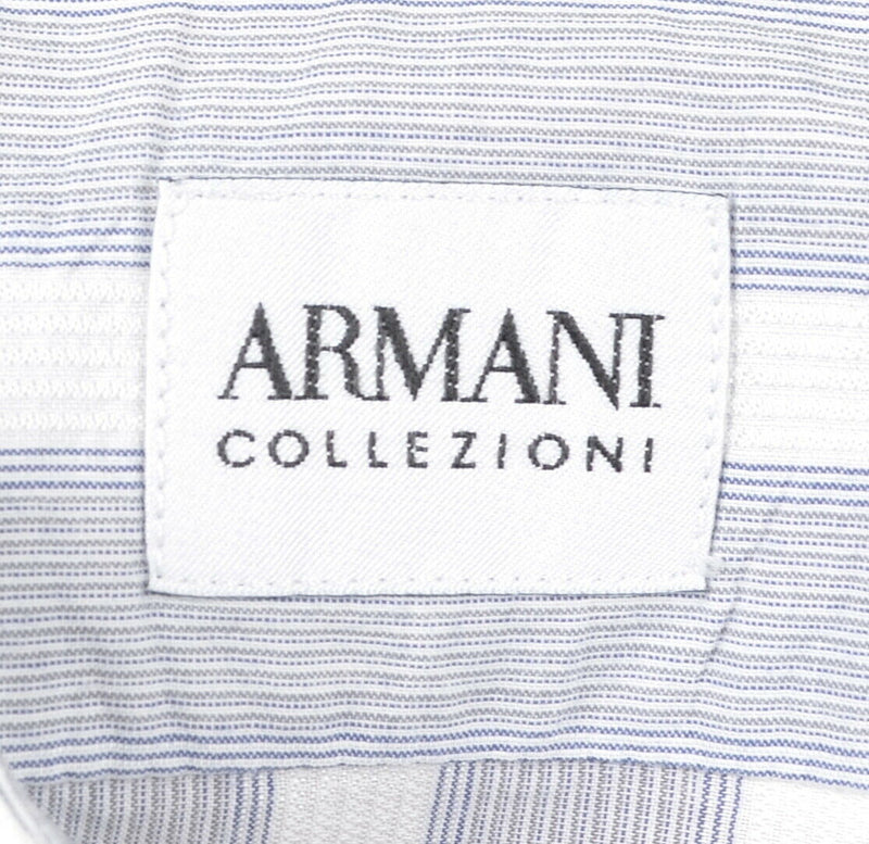 Armani Collezioni Men's Sz Medium Gray White Striped Cotton Viscose Shirt
