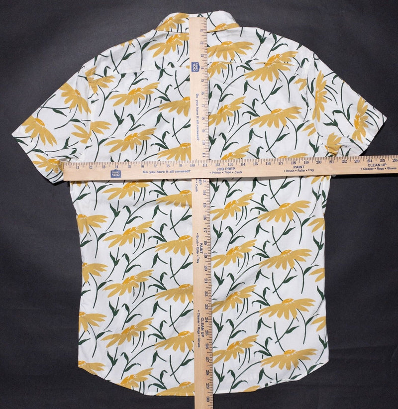 J. Crew Floral Shirt Men's Medium Slim Button-Down Secret Wash Stretch Sunflower