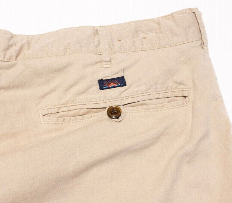 Faherty Shorts Men's 34 Chino Tan 9" Inseam Belt Loop Casual Cotton Lyocell