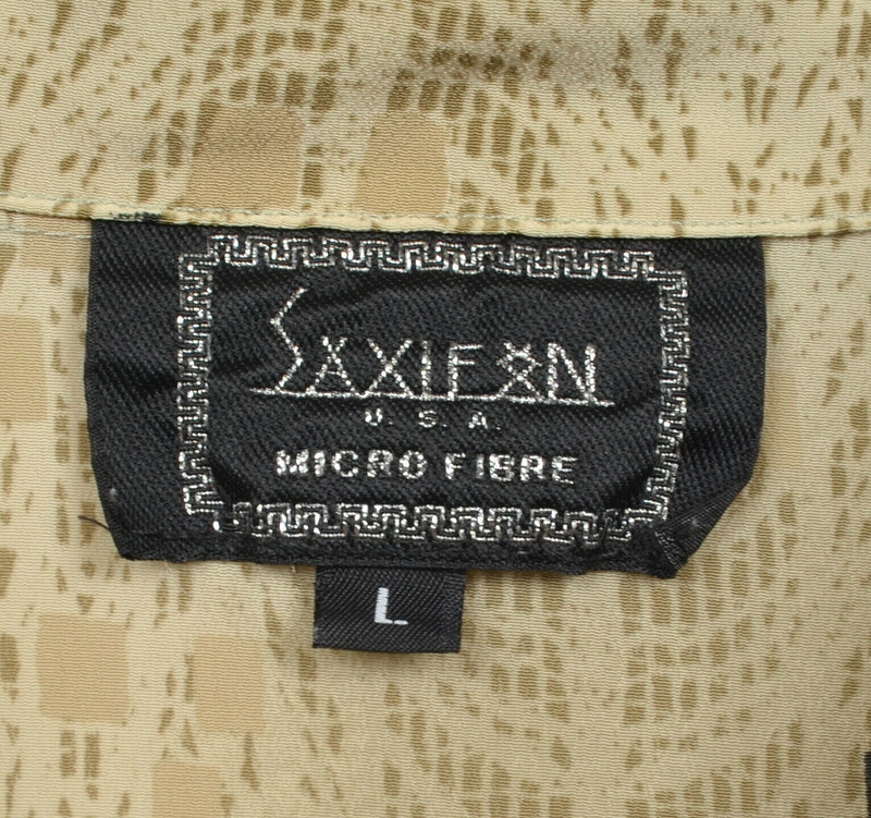 Saxifon Men's Sz Large Microfiber Snake Print Reptile Made in USA Camp Shirt