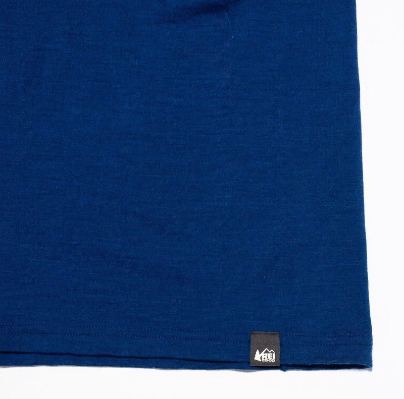 REI Merino Wool T-Shirt Large Men's Short Sleeve Blue Crewneck Hiking Outdoor