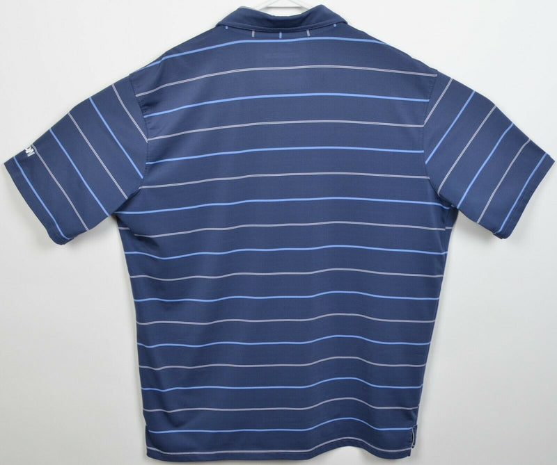 Johnnie-O Prep-Formance Men's XL Navy Blue Striped Wicking Golf Polo Shirt