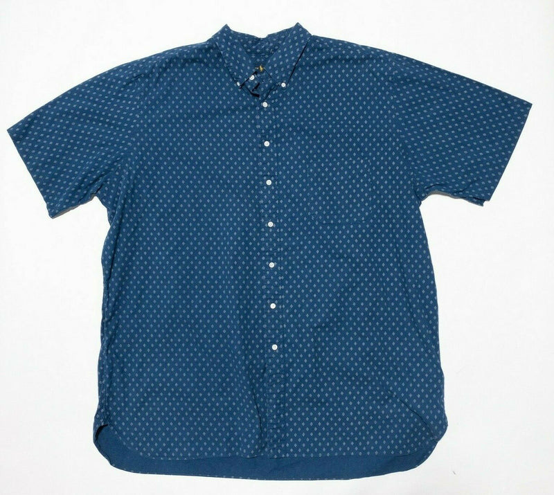 Polo Ralph Lauren 2XLT Short Sleeve Shirt Men Blue Diamond Geometric Button-Down