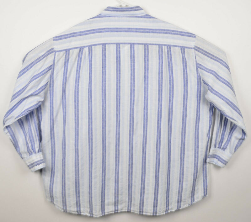 Paul & Shark Yachting Men's 3XB Linen Blue Striped Italy Button-Down Shirt