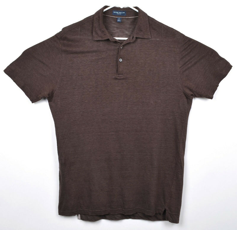 Peter Millar Collection Men's Sz Medium 100% Linen Brown Polo Shirt