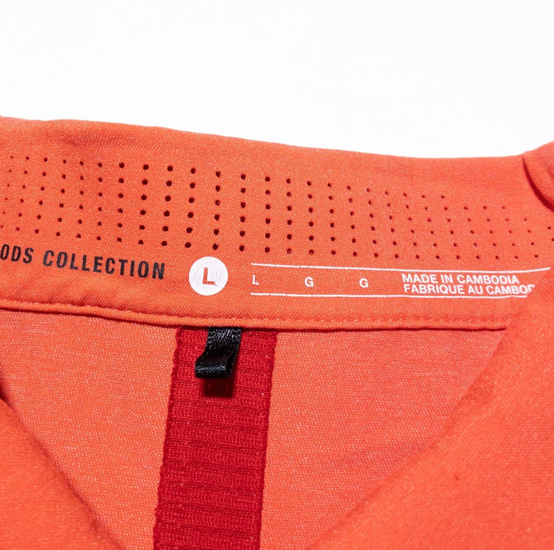 Nike Tiger Woods Golf Polo Shirt Men's Large Orange Vented Snap Wicking