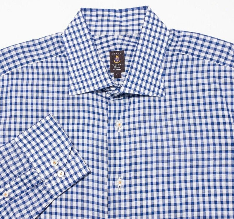 Robert Talbott Estate Shirt 17 Trim Fit Men's Blue Gingham Check L/S Dress Shirt