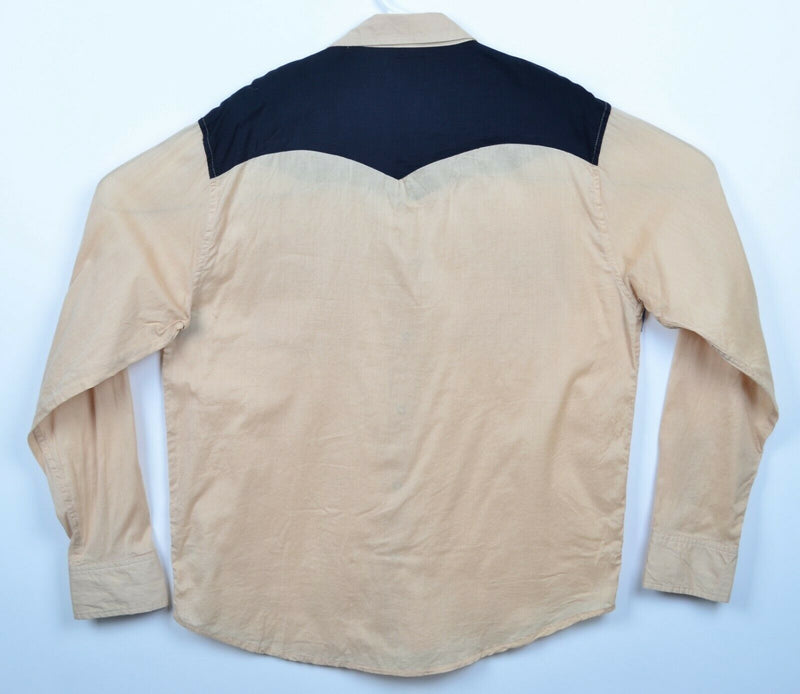 Urban Outfitters Men's Medium Pearl Snap Tan Black Western Rockabilly Shirt