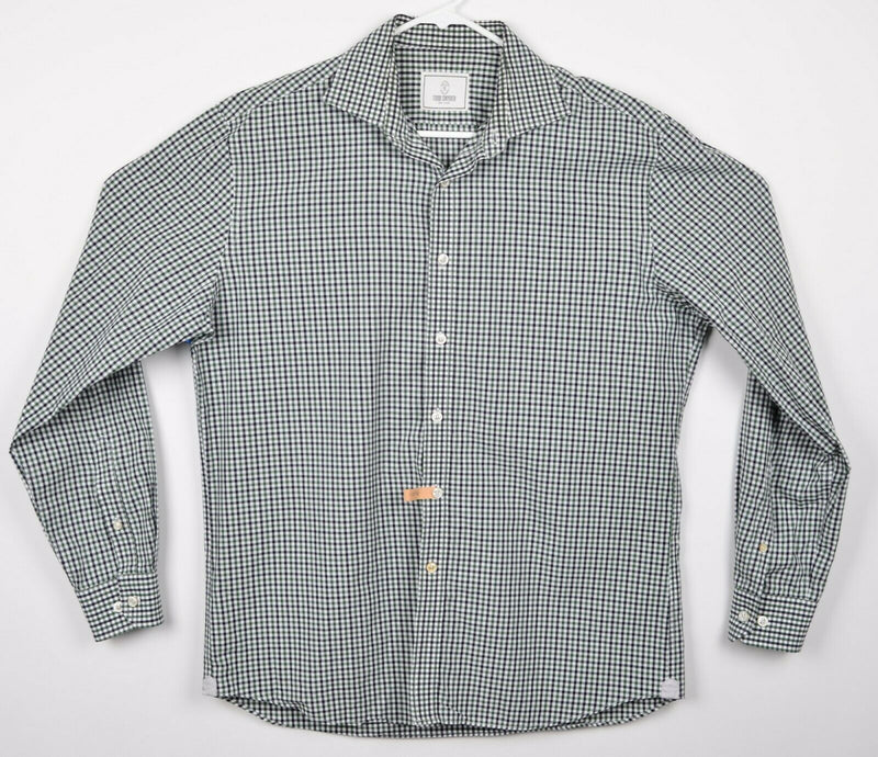 Todd Snyder Men's 16.5 34/35 (Large) Navy Green Plaid Check Button-Front Shirt