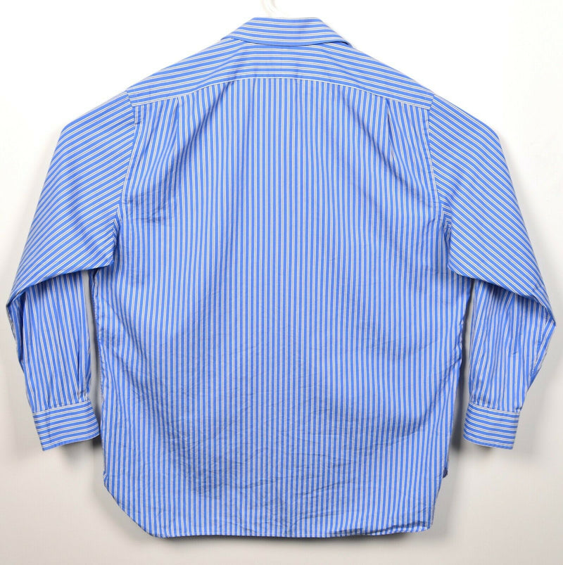 Polo Ralph Lauren Men's 17.5-34/35 Blue Striped Pony Long Sleeve Dress Shirt