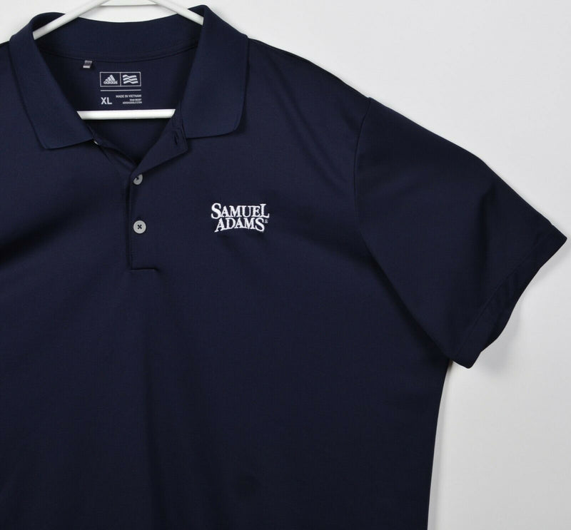 Samuel Adams Men's XL Adidas Golf Navy Blue Beer Polyester Wicking Polo Shirt
