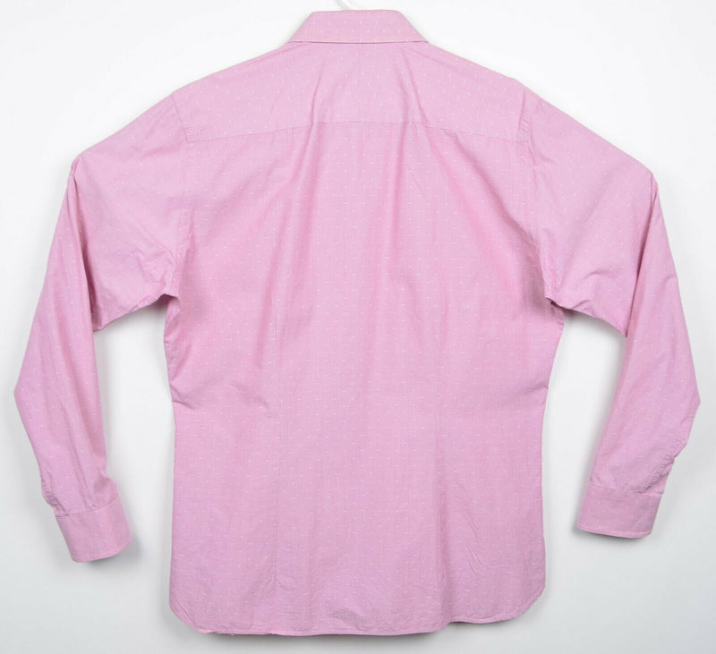 Ted Baker Men's 16 34/35 Flip Cuff Floral Pink Striped Endurance Dress Shirt