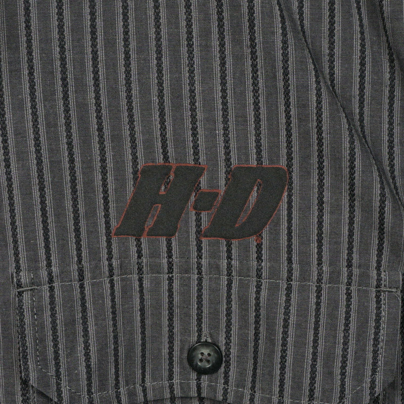 Harley-Davidson Men's Large Gray Striped "1" Logo Garage Mechanic Biker Shirt