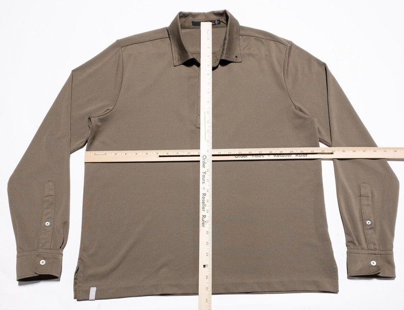 RLX Ralph Lauren Men's Large Long Sleeve Polo Shirt Wicking Stretch Brown