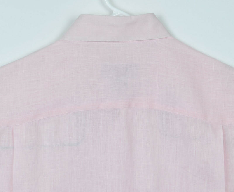 Scott Barber Men's Sz Large 100% Linen Solid Light Pink Long Sleeve Shirt
